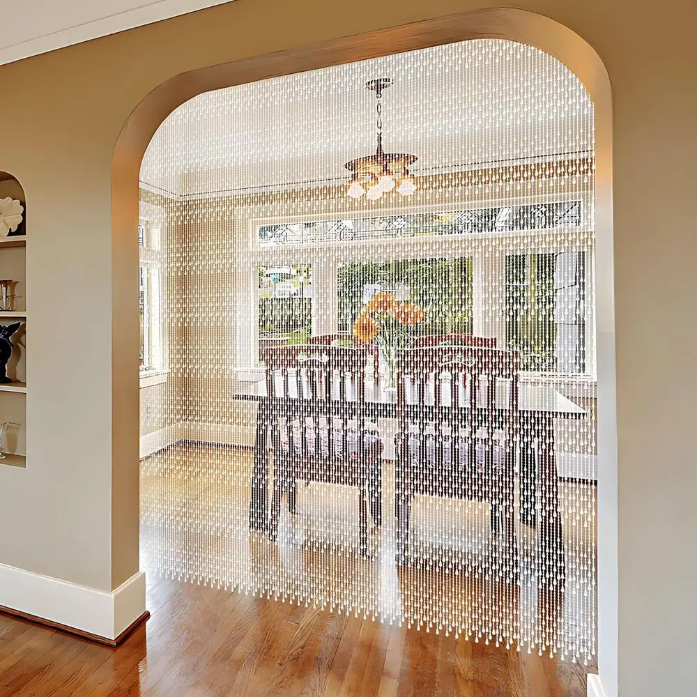 Acrylic Beaded Door Curtain, 81 Strands, 35.5 x 79, Raindrop Design, Room Divider for Home Decor