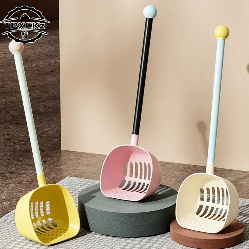 New Extended Long Handle Cat Litter Scoop Large Size Small Hole Cat Sand Shovel Special Cleaning Tool for Cat Litter Box