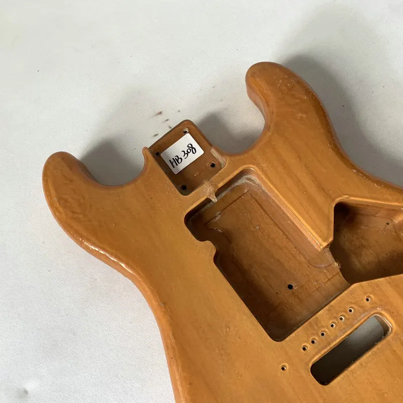 HB308  Damaged Unfinished Electric Guitar Body in Solid Wood 6 Screw Fixed Tremolo Paints Problems for Strato DIY Replace