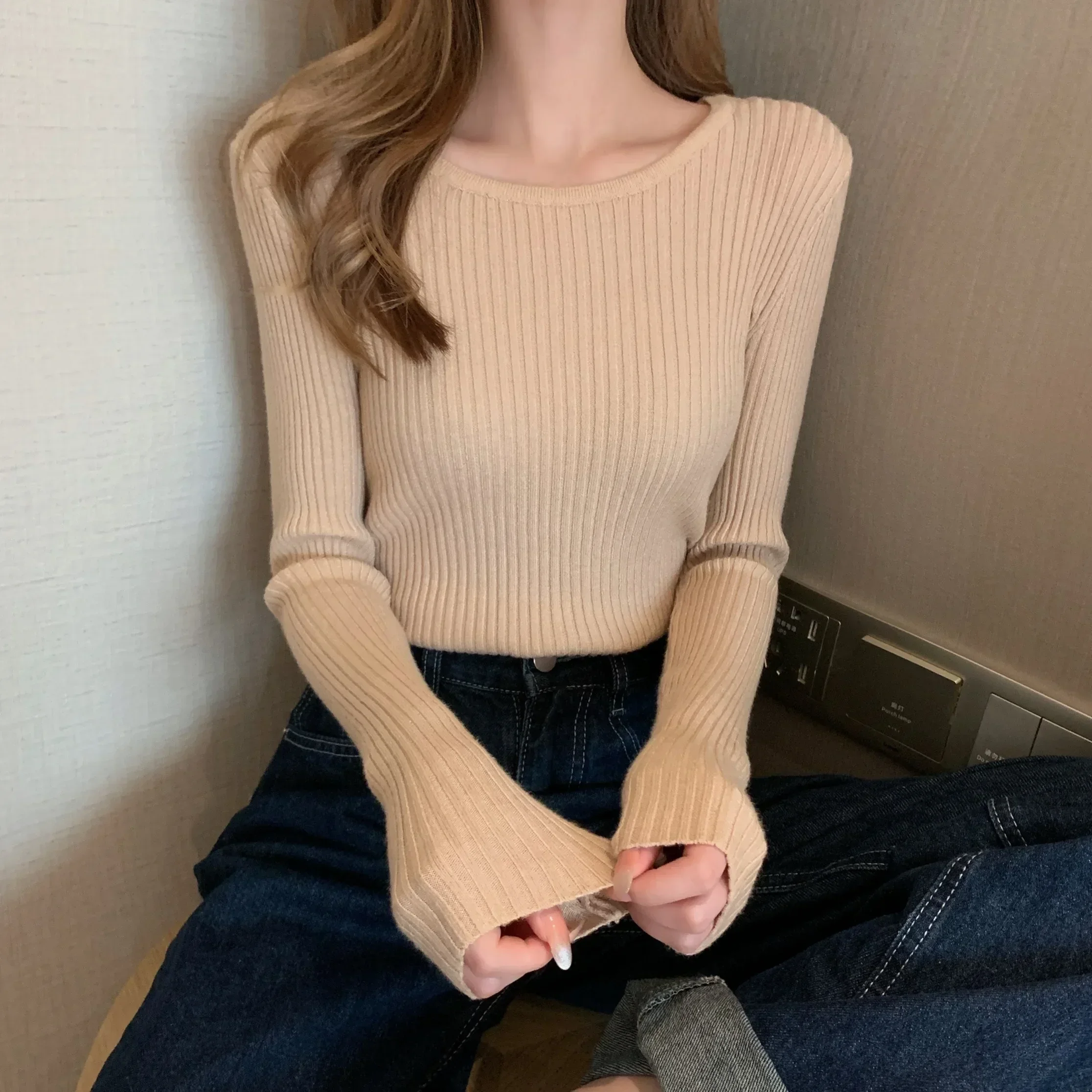 2025, herbst Winter Frauen Pullover Casual Langarm Gestrickte Pullover Pullover Femme Grundlegende Solide Jersey Tops Mode Kleidung