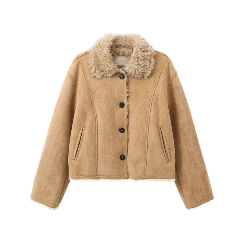 Short Coat 2025 Winter Suede Women's College Jacket