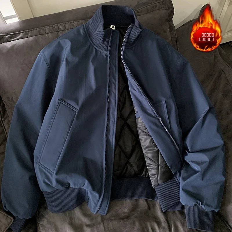 

Мужская утепленная куртка-бомбер для осени и зимы, большие размеры, 250 Pou k, синяя, Cleanfit, короткое пальто, повседневное, из полиэфирного волокна