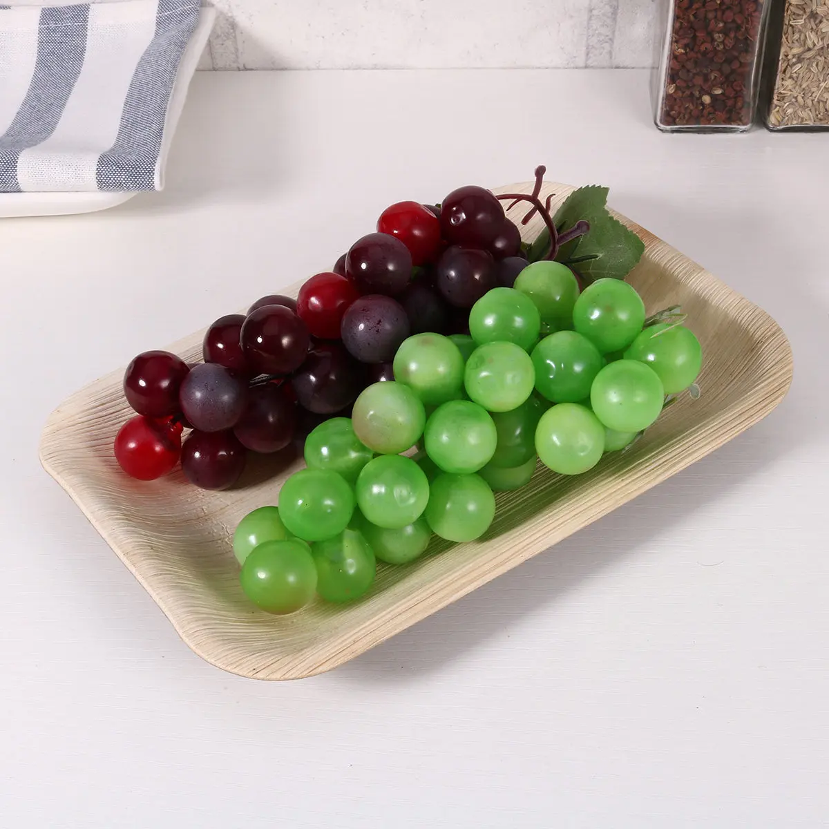 5Pcs Eco Friendly Palm Leaf Disposable Plates Hot Cold Food Safe Round Degradable Party Tableware for Cake Cupcakes Salads