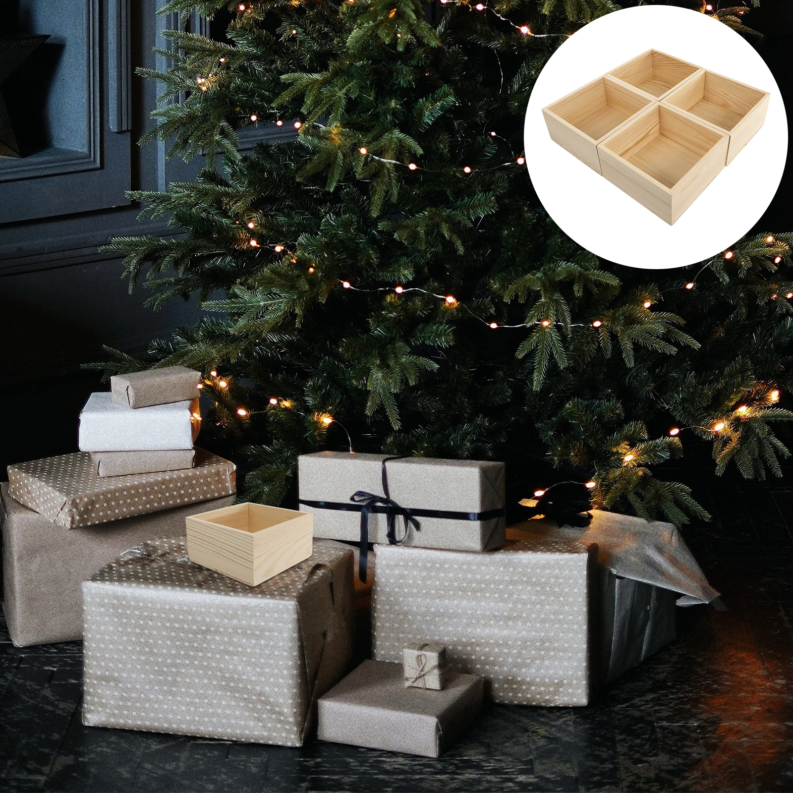 

4pcs Solid Wood Storage Box Without Cover Small Jewelry Organizer Earring Holder For Necklaces Bracelets Watches Brooches