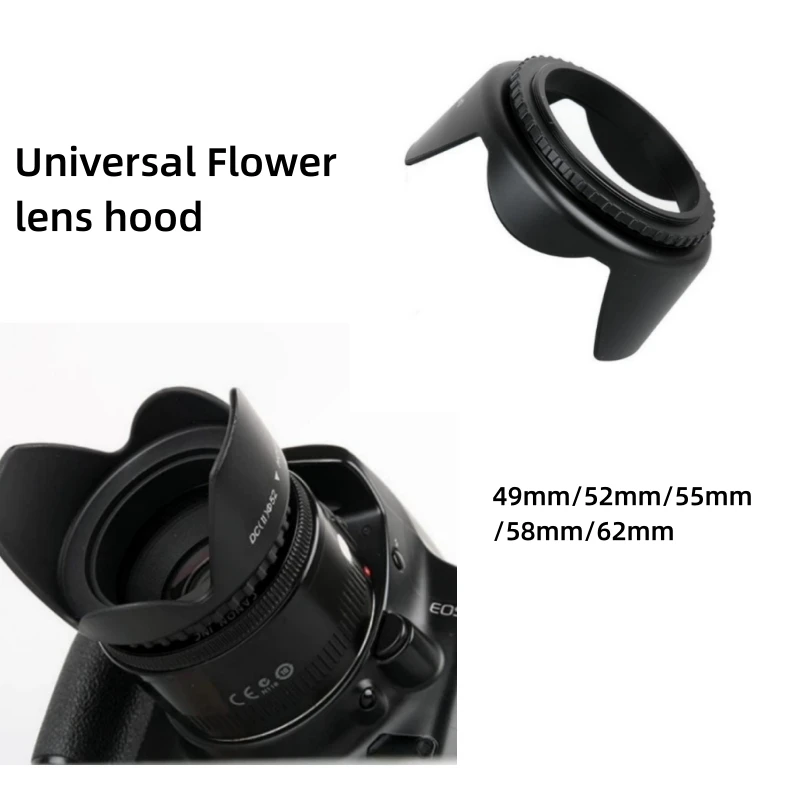 49mm 52mm 55mm 58mm 62mm Screwed Flower Petal Sunshade Lens Hood For Nikon Canon Sony Fuji Olympus DSLR Camera