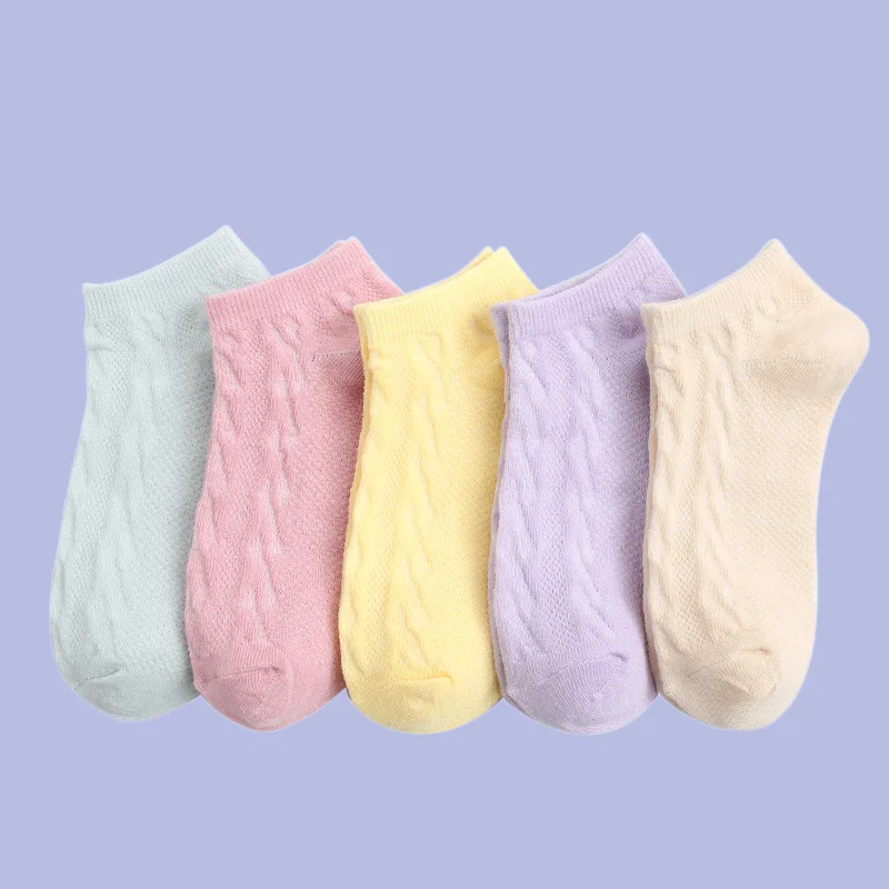 Chaussettes décontractées coupe basse pour femmes, chaussettes de bateau courtes, respirantes, mignonnes, dessin animé, haute qualité, été, nouveau, rinçage, 5 paires