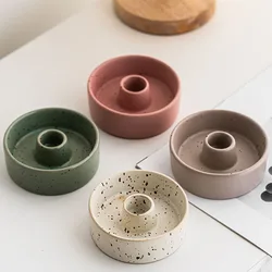 DIY Round Candle Holder Silicone Mold Plaster Candle Holder Mold Handmade Fixed Aromatherapy Candle Accessories Home Table Decor