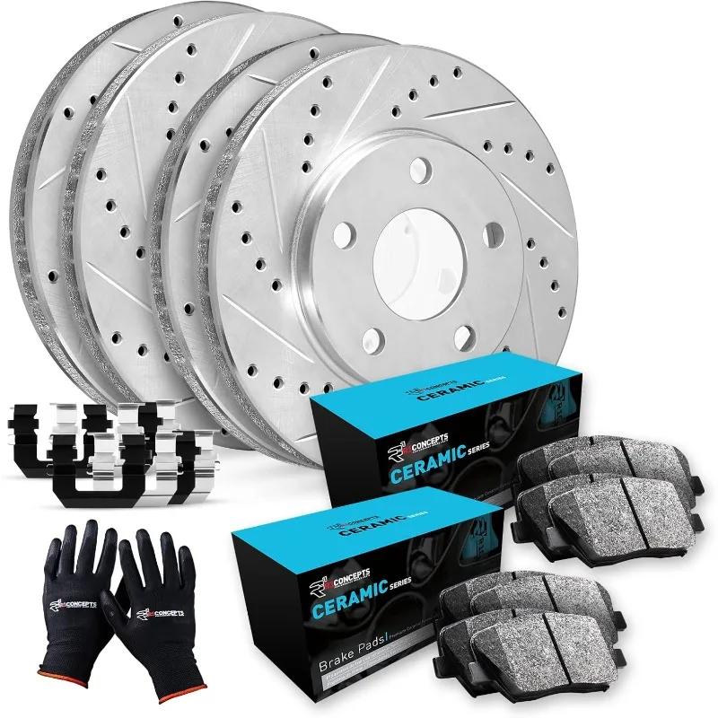 

R1 Concepts Front and Rear Brakes and Rotors| Hardware Included| Front and Rear Ceramic Brake Pads and Rotors Kit