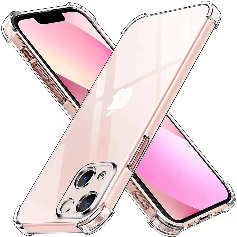 Luxuriöse, stoßfeste Silikonhülle für iPhone 15 14 Plus 13 12 Mini Pro Max X Xs XR 7 8 6 Plus, klare, weiche, transparente Stoßstangenabdeckung
