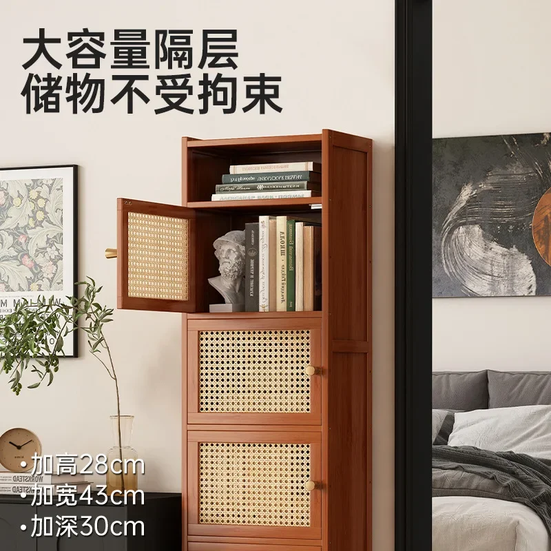 Seam bookshelf shelf Floor-to-ceiling solid wood bookcase Extremely narrow locker against the wall Living room multi-layer dust-