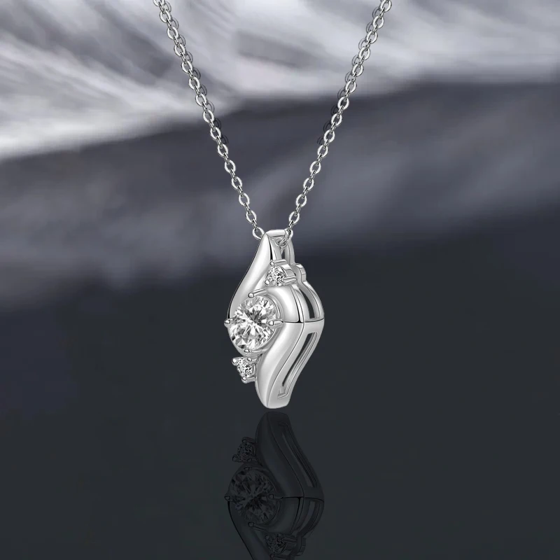 

IOGOU 5x7 мм овальная огранка с муассанитом и бриллиантом, кулон из стерлингового серебра 925 пробы, уникальное ожерелье в стиле ракушки для женщин, ювелирные изделия для свадебной вечеринки