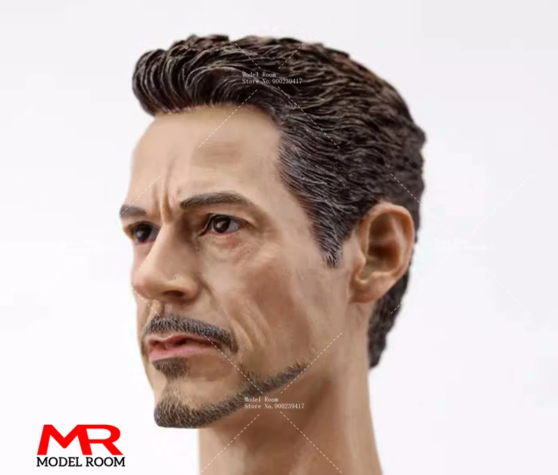 Sculpture de tête de soldat masculin, échelle 1/6, Tony Robert Downey Jr, mise en œuvre avec cou, convient à 12 figurines d'action en effet, modèle de corps