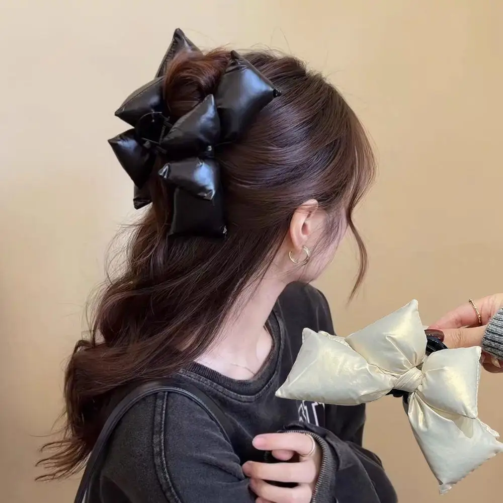 

Double-sided Large Shark Hair Claw Vintage PU Bow Hair Clips Woman Hairpins Barrettes Bowknot Crab Hair Clip Popular Hair Clip