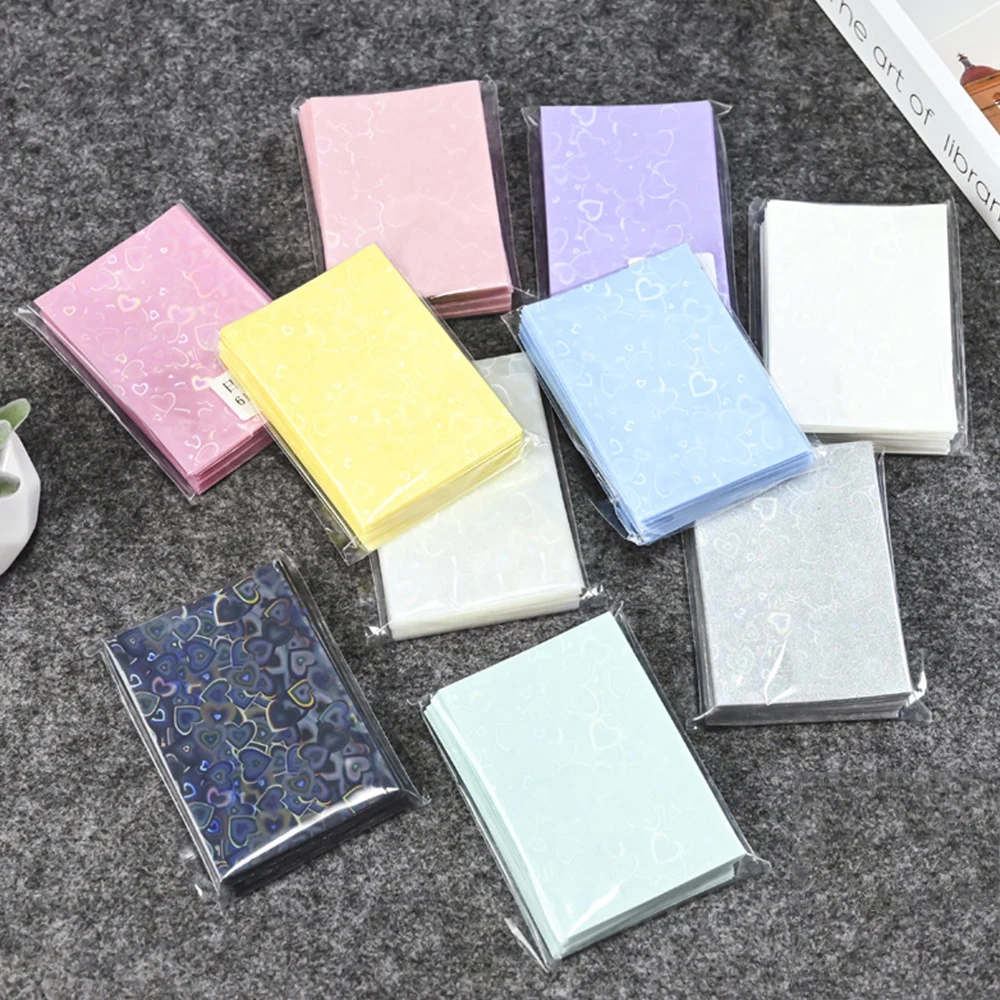 50PCS Idol Photo Protective Storage Bag Semi-transparent Card Film Laser Flat Mouth Card Sleeve INS Student Stationery Supplies