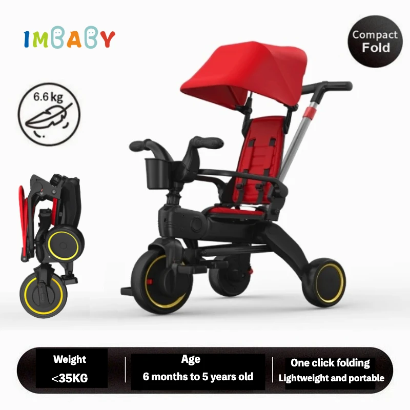 

Детская коляска-велосипед IMBABY 5-в-1 | Регулируемый тент и выдвижная ручка | Многофункциональный велосипед для малышей от 6 месяцев до 6 лет
