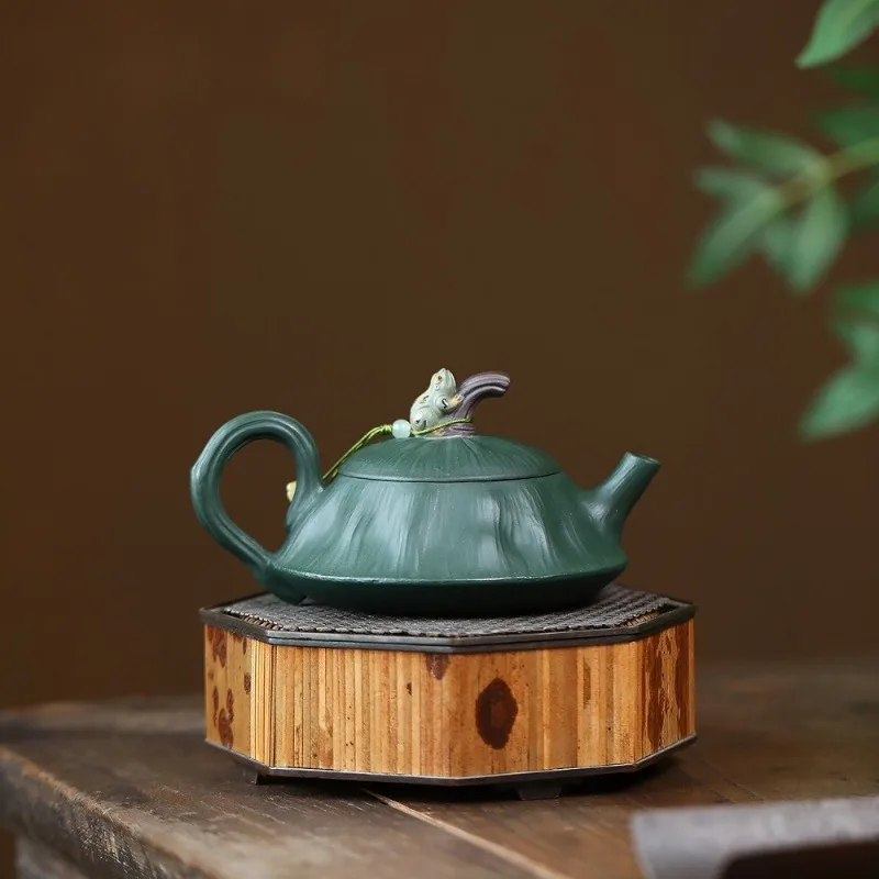 Yixing Purple Clay Teapot, Original Ore, Green Clay, Handmade Frog, Interesting Lotus Pod, Ceramic Kung Fu Teapot, Tea Set, Gift