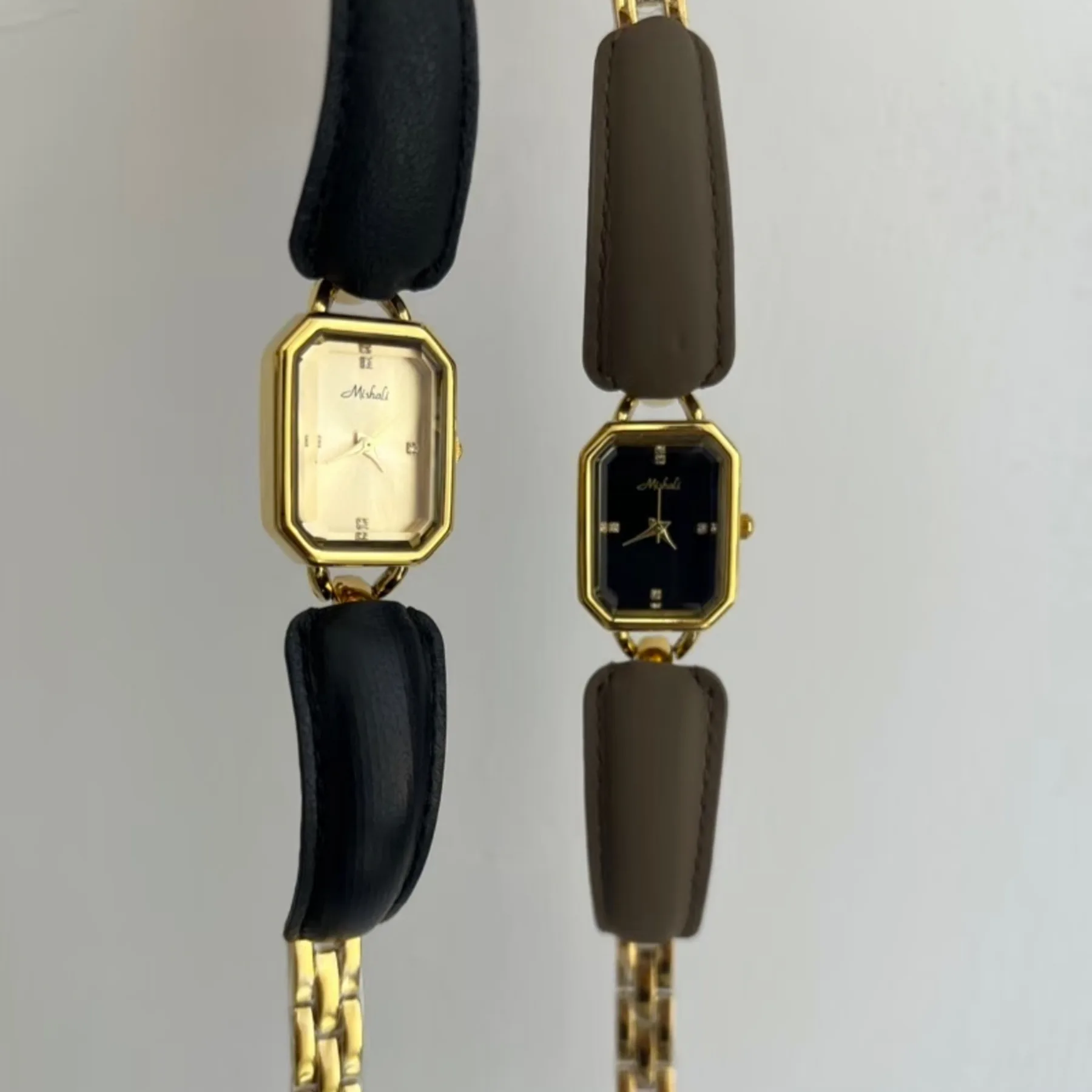 New luxurious square leather strap sophisticated braceletelegant women's watch, trendy women's watch, women's accessory.