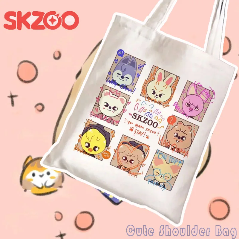 

SKZOO K-pop Cartoon Pattern Canvas Bag - Women's Student Casual Style Cute Handheld Shoulder Bag for Outings Idol Souvenir Item