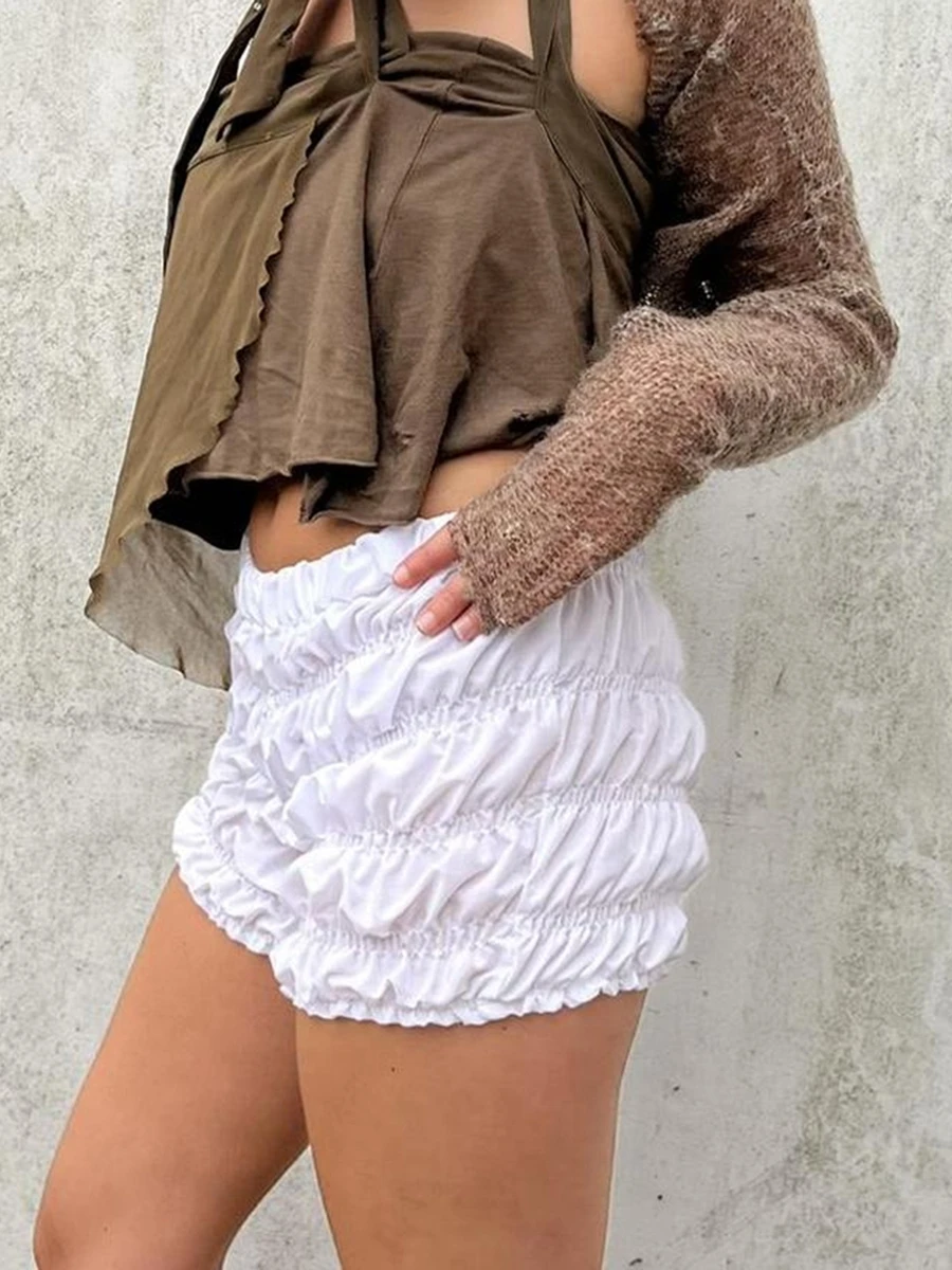 Women Summer Bloomers Shorts Solid Color Low Rise Lounge Boy Shorts Sleep Shorts