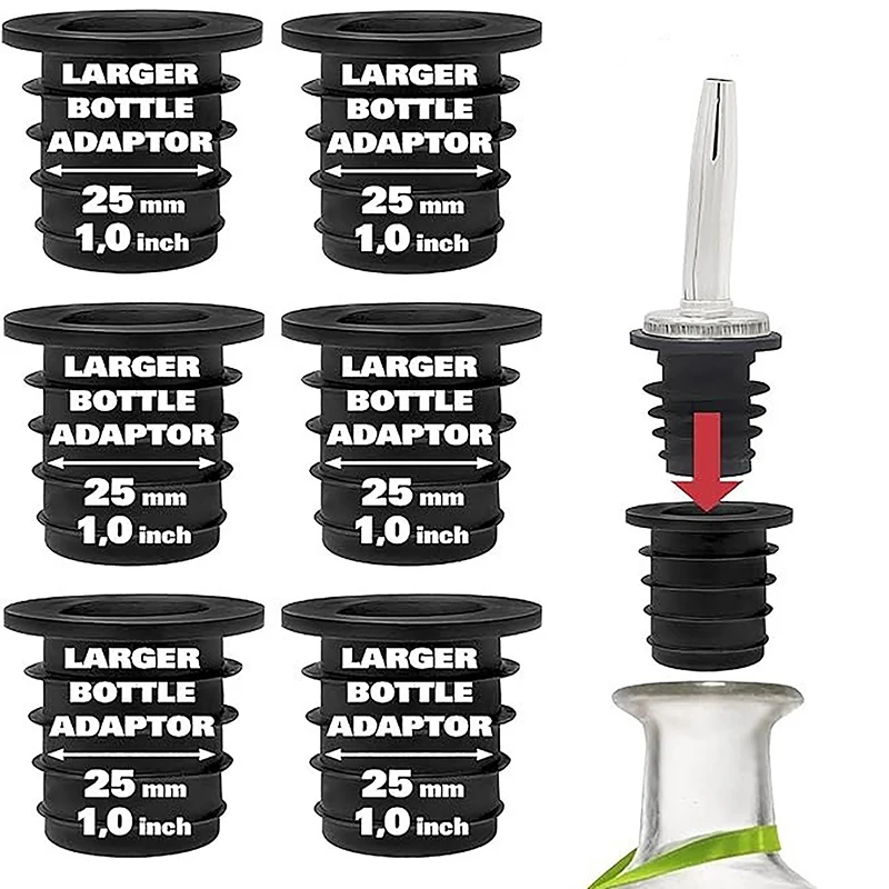New 1/4/6pcs Liquor Pourer Adapters Perfect For Large Olive Oil Bottles And Liquor Bottles Up To 1 Inch/25mm