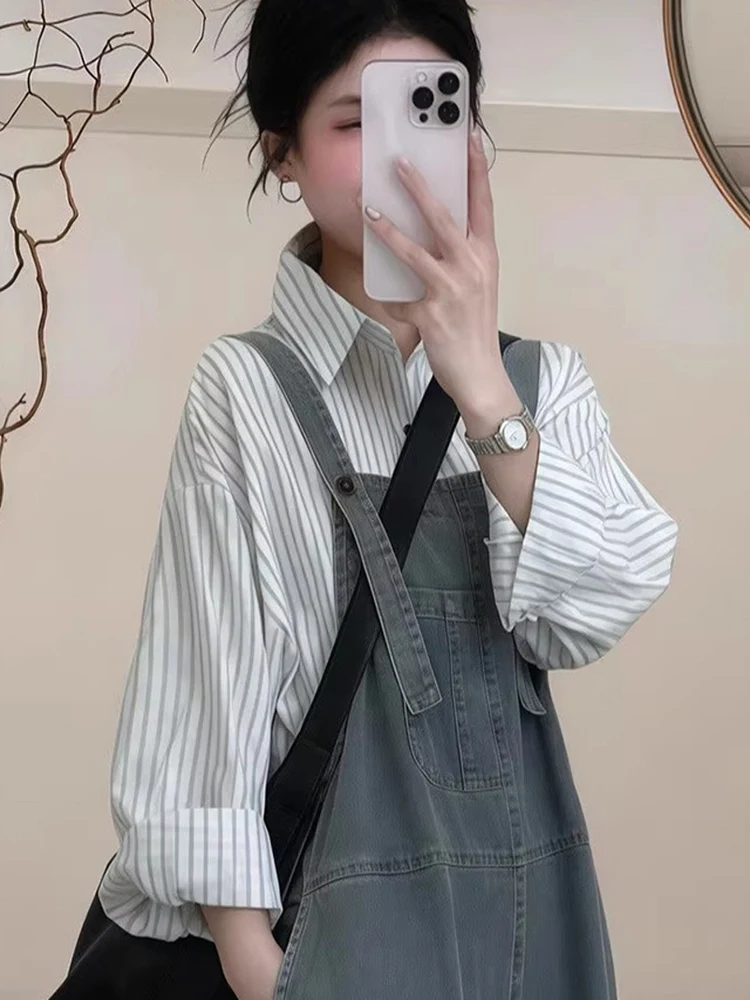 DR salopette en jean haut de gamme femme automne 2025 grande taille décontracté ample Vintage jambe large pantalon une pièce Simple Sle élastique W...