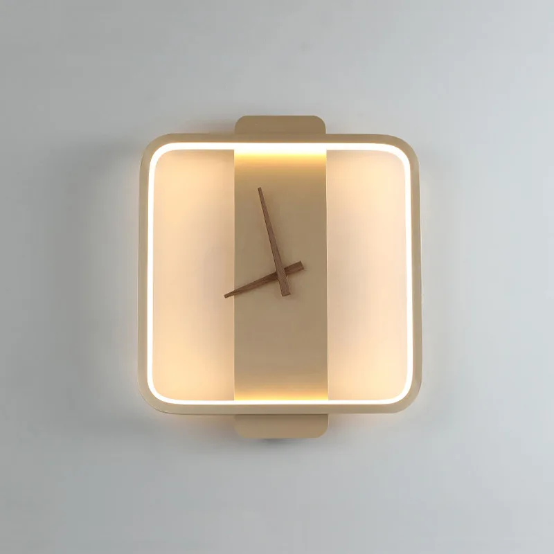 Nordic LED Wall Clock Lamp Indoor Lighting For Hotel Bedside Bedroom Simple Stairs Living Room Decora Wall Light Fixture