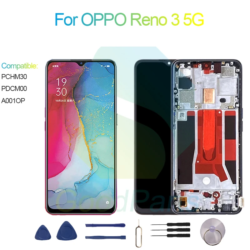 For OPPO Reno 3 5G Screen Display Replacement 2400*1080 PCHM30, PDCM00, A001OP Reno 3 5G LCD Touch Digitizer Assembly