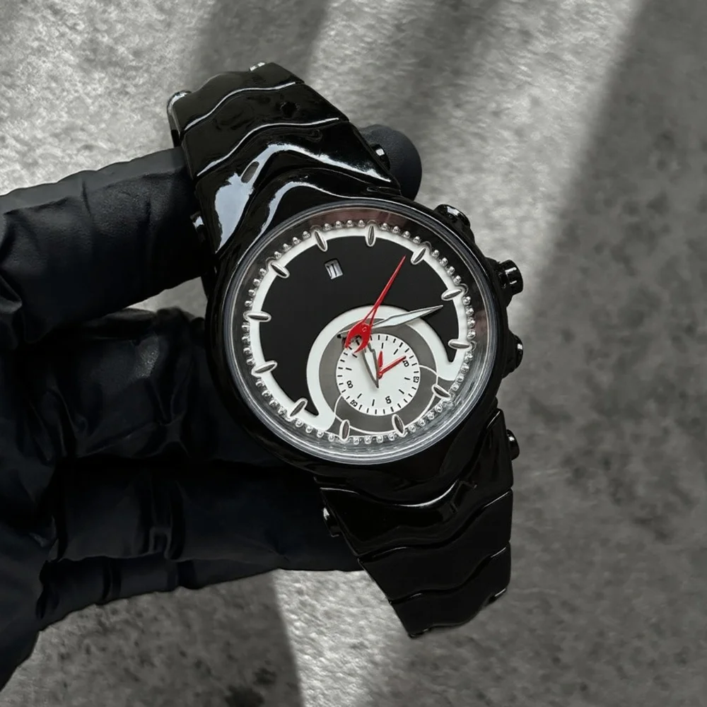 

Уникальные креативные кварцевые часы в стиле Y2K с серебряным имитационным циферблатом, мужские водонепроницаемые часы различной формы, светящиеся стальные мужские часы
