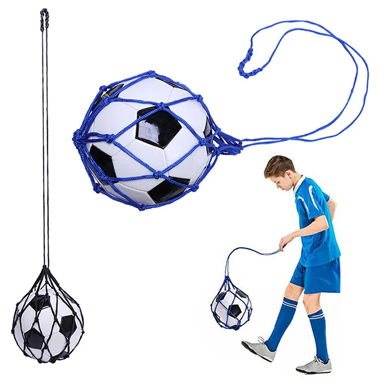 Youth Football Self Trainer Kick Net Pocket Professional Outdoor Sport Nylon Net Basketball Bag Solid Mesh Soccer Ball Carry Bag