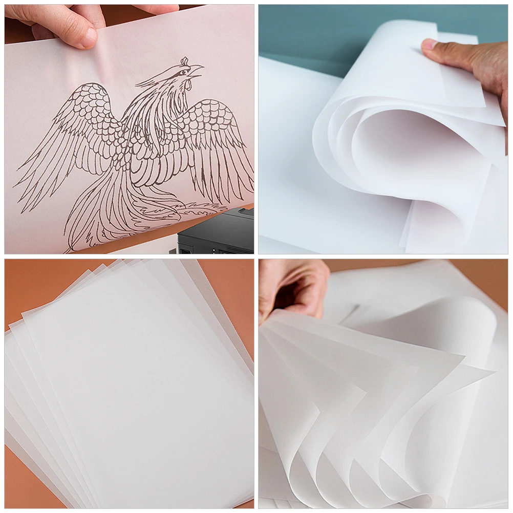 100 Sheets Sulfuric Paper Tracing A4 Sulfuric Paper Drawing Copying Translucent Transfer Printing for Design