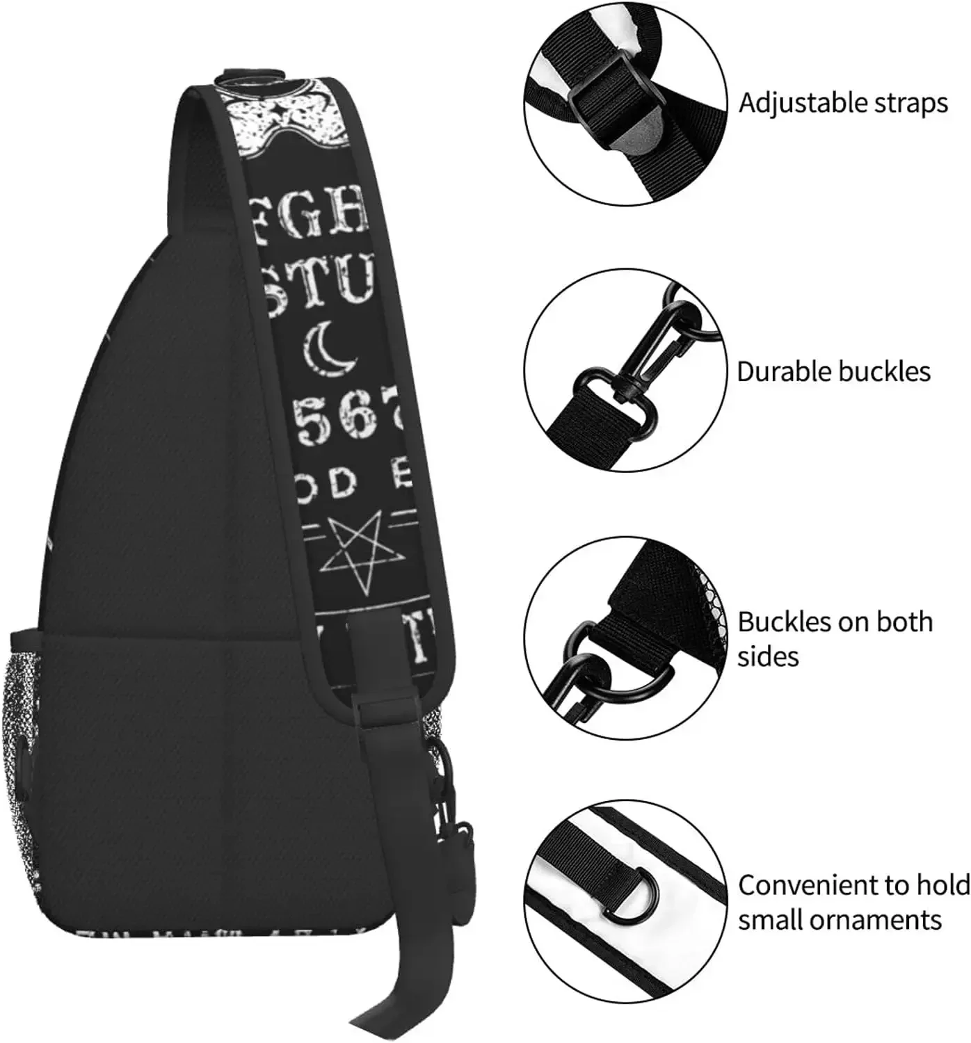 Mochila Retro Magia Negra Adivinhação, Mochila Diagonal Casual, Adequado para Realizar, Viagem de Acampamento, Unisex, Presente Infantil, Ajustável