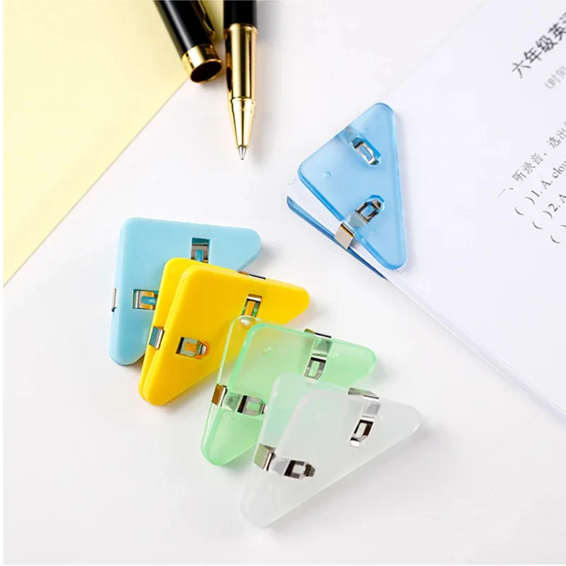 10Pcs Colorful Transparent Triangular Folder Book Paper Corner Binder Clip for Desk Shelf Office Stationery Desktop Organizer - view 4
