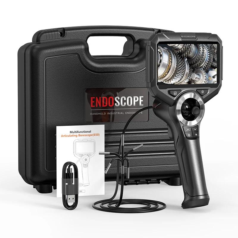 منظار داخلي بقطر 6 مم من OEM مع كاميرا تناظرية عالية الدقة بدقة 2 ميجابكسل وشاشة IPS مقاس 5 بوصات بقدرة 3000 مللي أمبير في الساعة وبطارية IP67 مقاومة للماء 720 °   بوريسكوب قابل للدوران