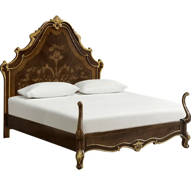 French bedroom Versailles rose board bed double bed 1.8 meters bed European furniture