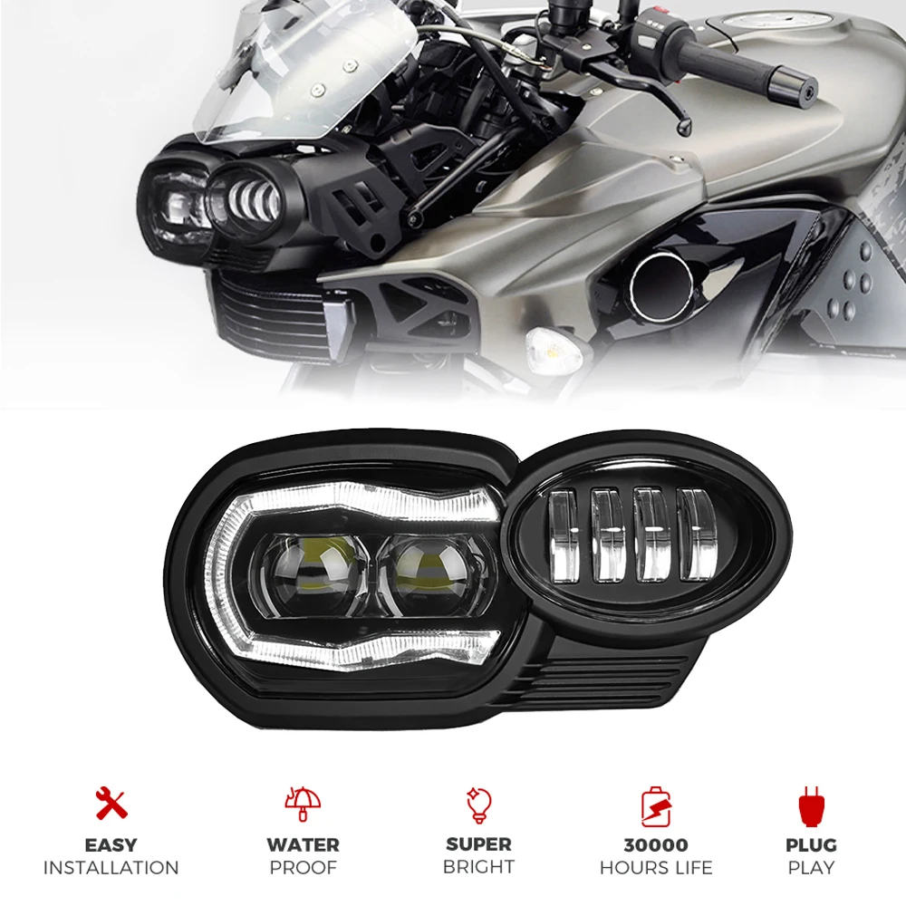 For BMW K1200R 2005-2009 K1300R 2010-2013 Motorcycle LED Headlight High Low Beam DRL Headlamps K 1200R  K1300 R