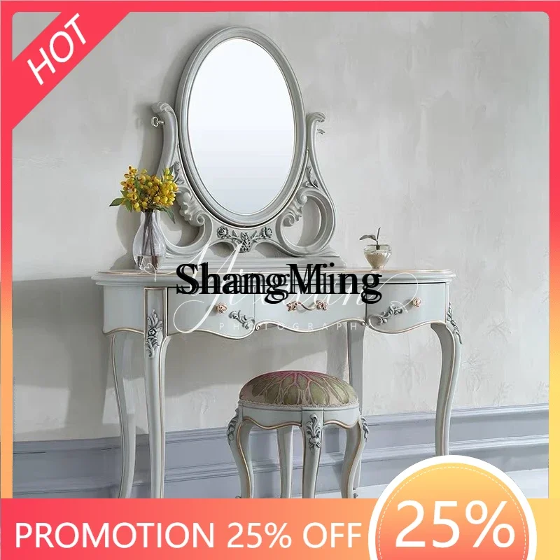 

FG household furniture dresser small apartment bedroom solid wood makeup table metal frame makeup mirror