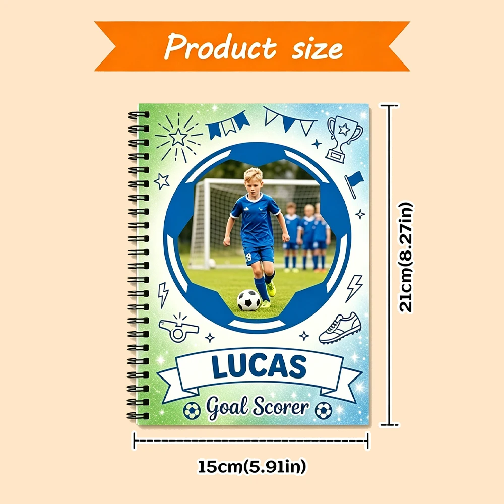 Customizable Photo & Name Spiral Notebook,Back To School,Birthday,Children's Day,Writing Journal,Sketching,Sports Stationery