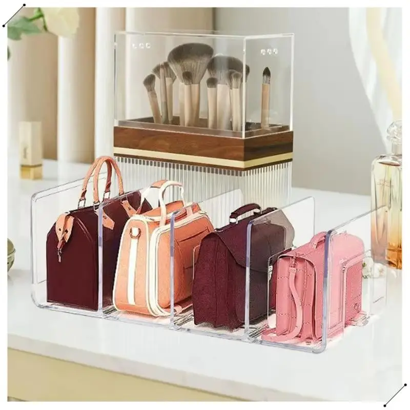 Purse Organizer For Closet Clear Acrylic Bag Divider Organizer 4X Clutch Bag Organizer Bag Rack Stand For Wallets Purses