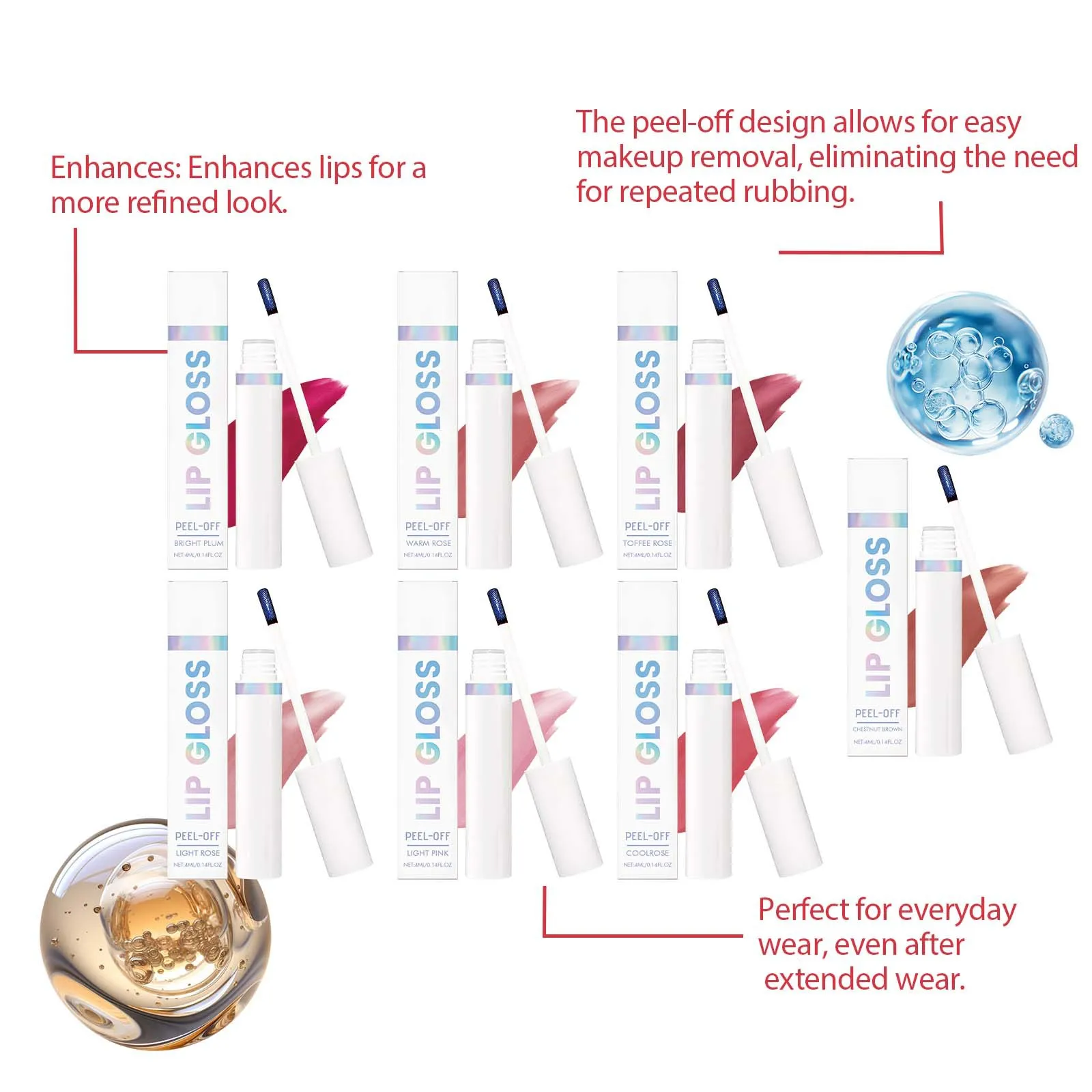 Idratante Strappo Lip Gloss Impermeabile a lunga durata Anti-essiccazione Peel Rossetto liquido Tinta rosa Smalto labbra strappabili naturali