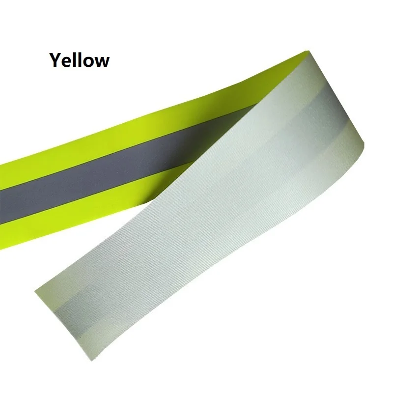 5cm Flame Retardant Reflective Safety Ribbon Fluorescent Yellow 100% Cotton Traffic Warning Tape