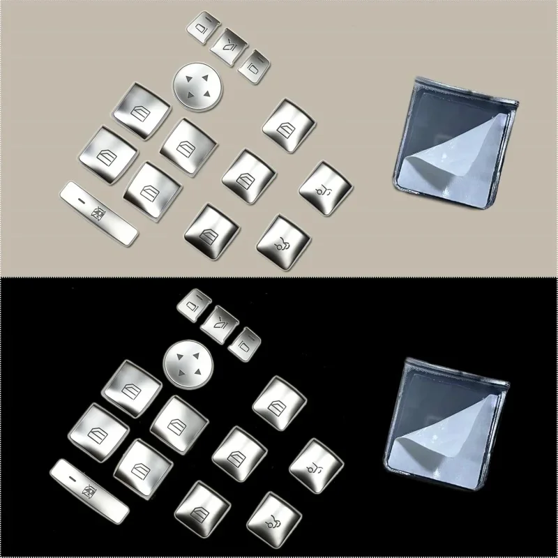 Car Steering Wheel Button Door Unlock Memory Button Window Lift Button Sticker Fit For Mercedes Benz C E Class W204 W212