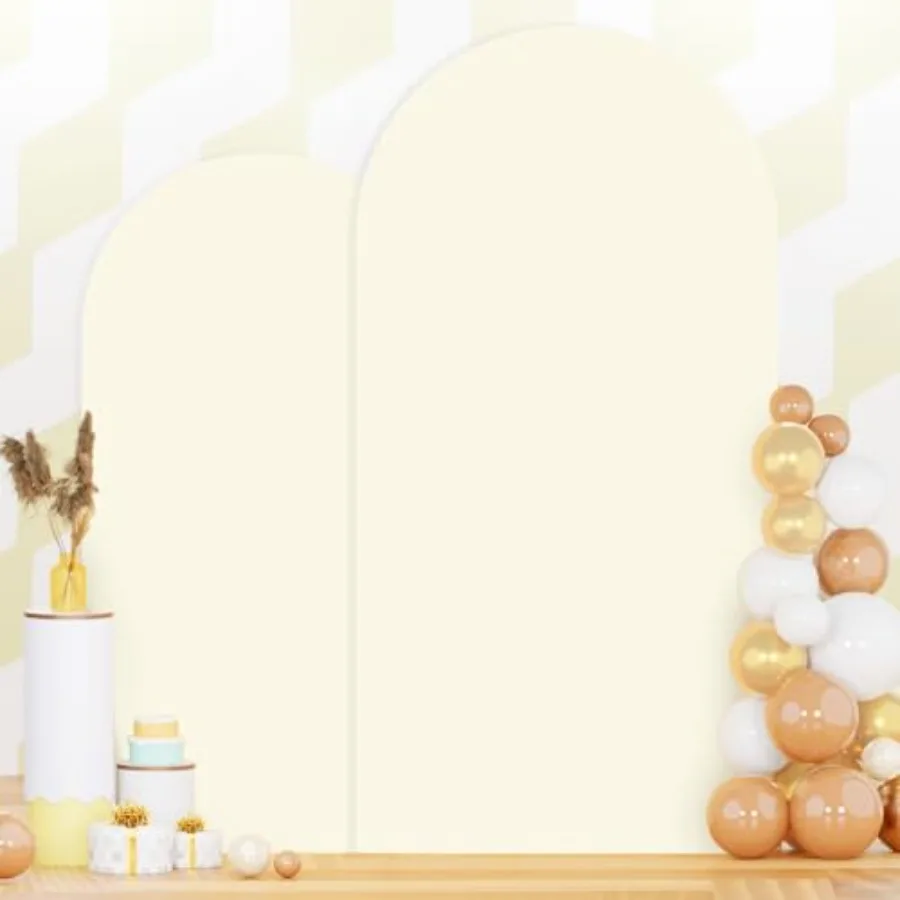 

Набор свадебных чехлов цвета слоновой кости из 2 спандекса длиной 6 футов, 7,2 фута, круглый фон с аркой для детской вечеринки, дня рождения, банкета, душа