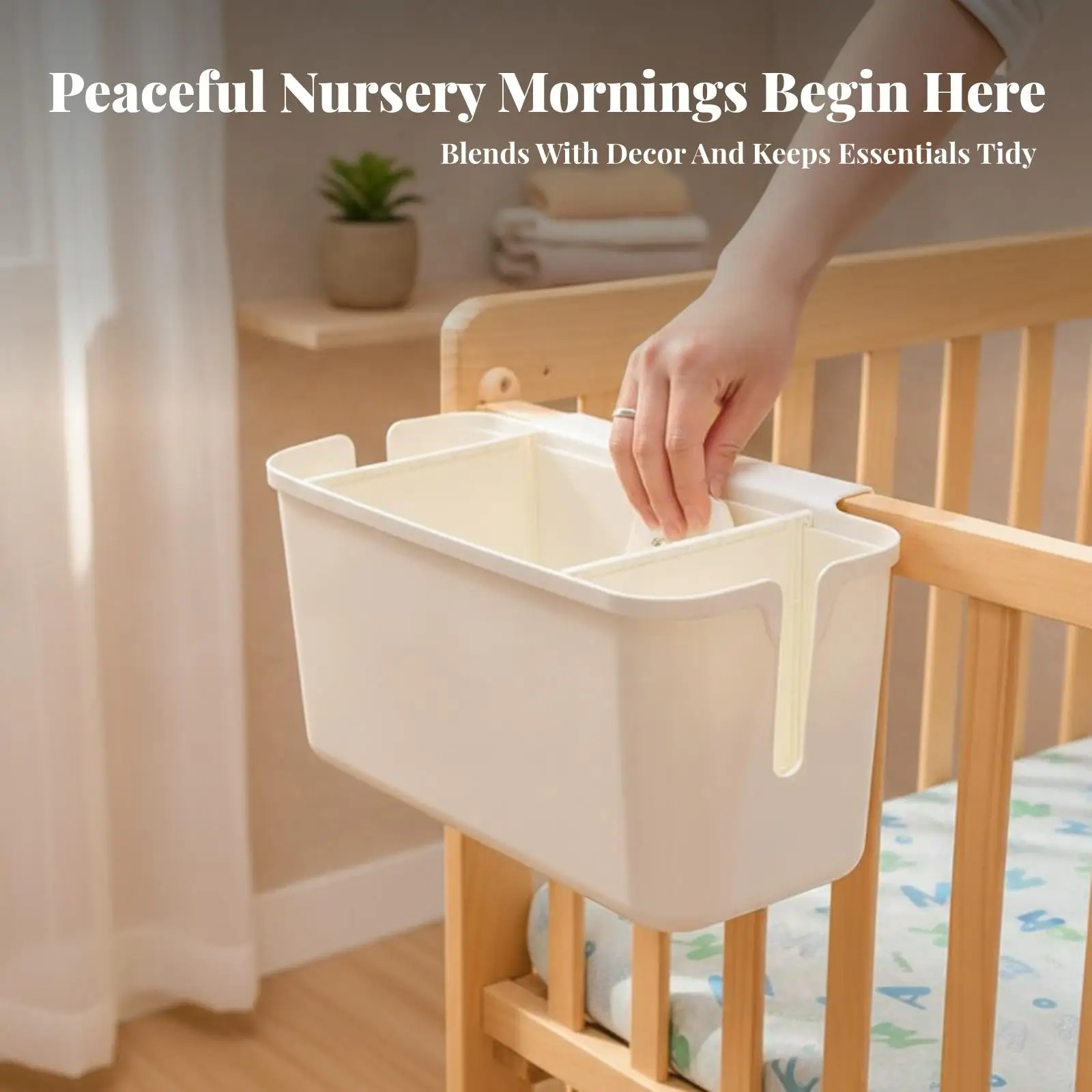 Hanging Bedside Basket Plastic Bedside Organizer with Divider Adjustable