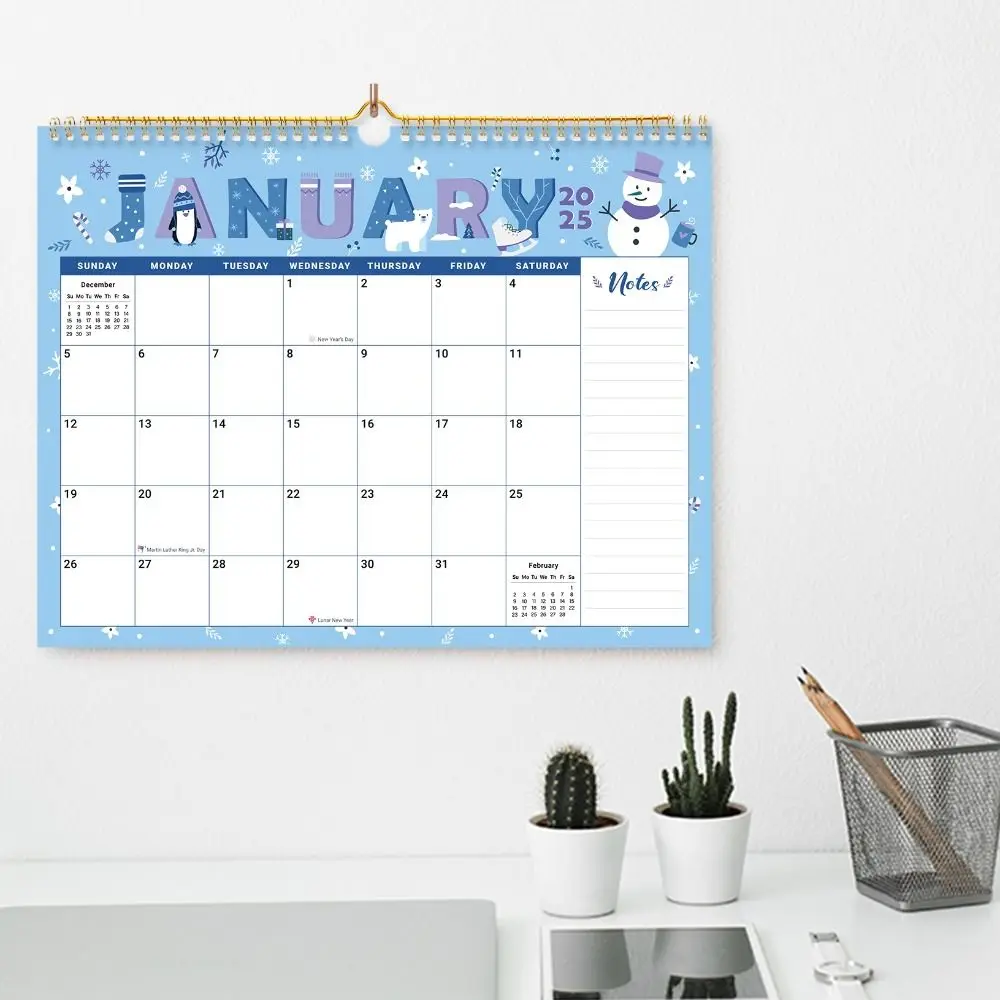New 18 Monthly Wall Calendar January 2025 to June 2026 Large Hanging Calendars Seasonal Cute Wall Planner Home Office Decor
