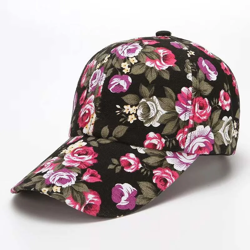 Floral Fashion Sun Hats Flower Baseball Caps Women Elegant Visors Cap Garden Party Leisure Casquette Hip Hop Snapback Hat Trendy