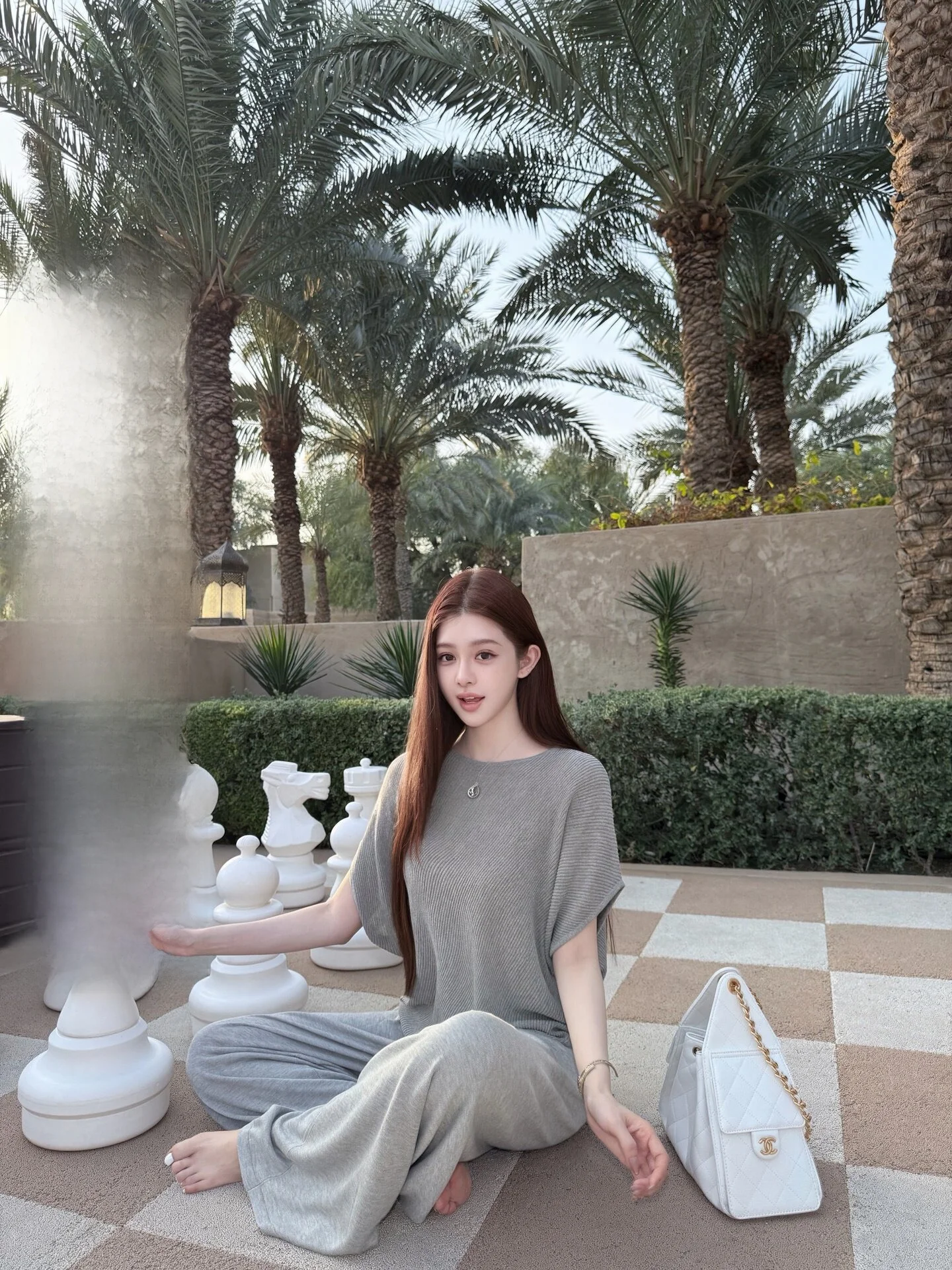 

Korean Rain Grey Linen Silk Knitted Set Women Loose Wide Leg Pants High Waist round Neck Short Sleeve Batwing Sleeve T-Shirt