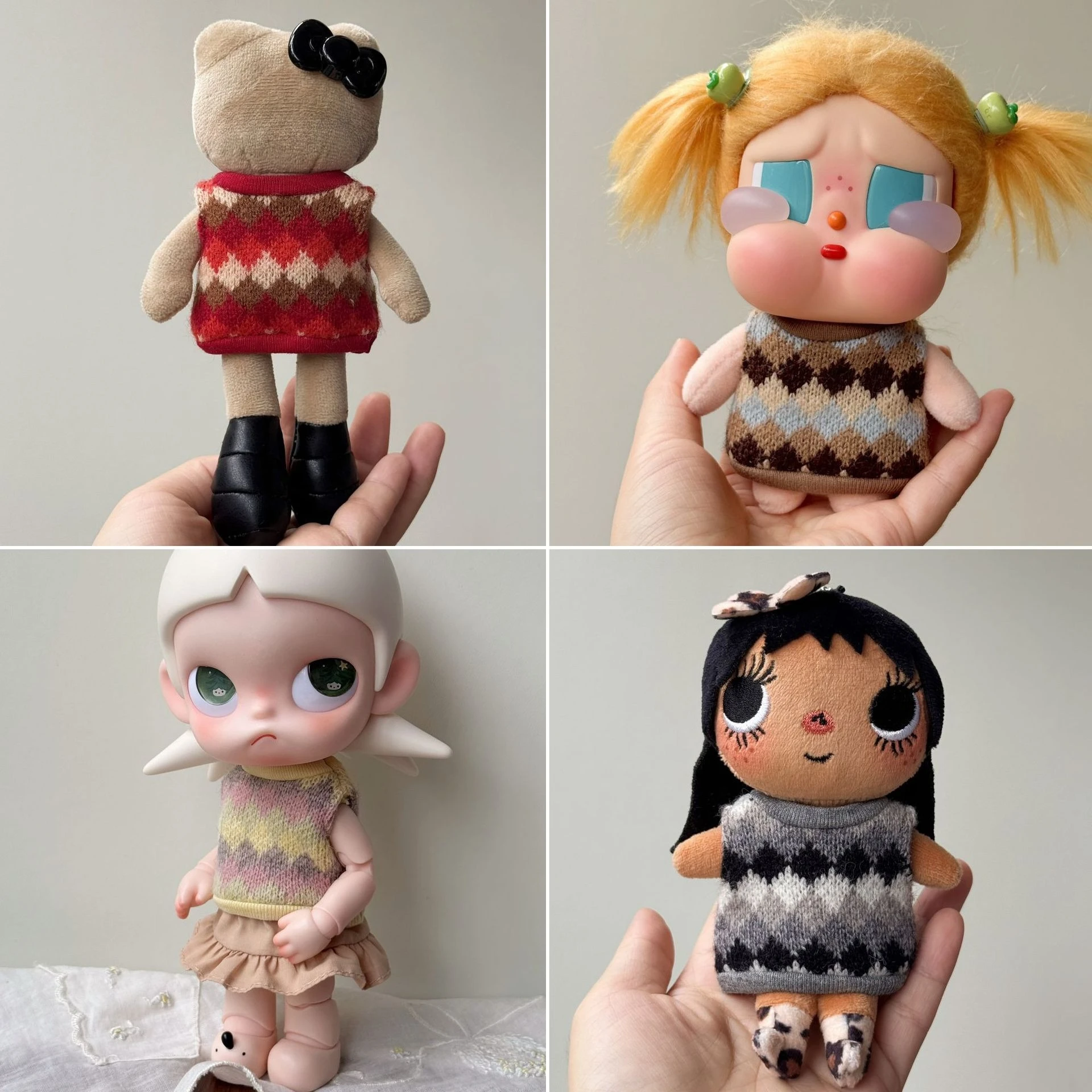 10cm Doll Clothes Autumn Winter Knitted Sweater Vest Outfit, Replacement Costume Accessories Fit Zsiga Crybaby 1/8 BJD Doll