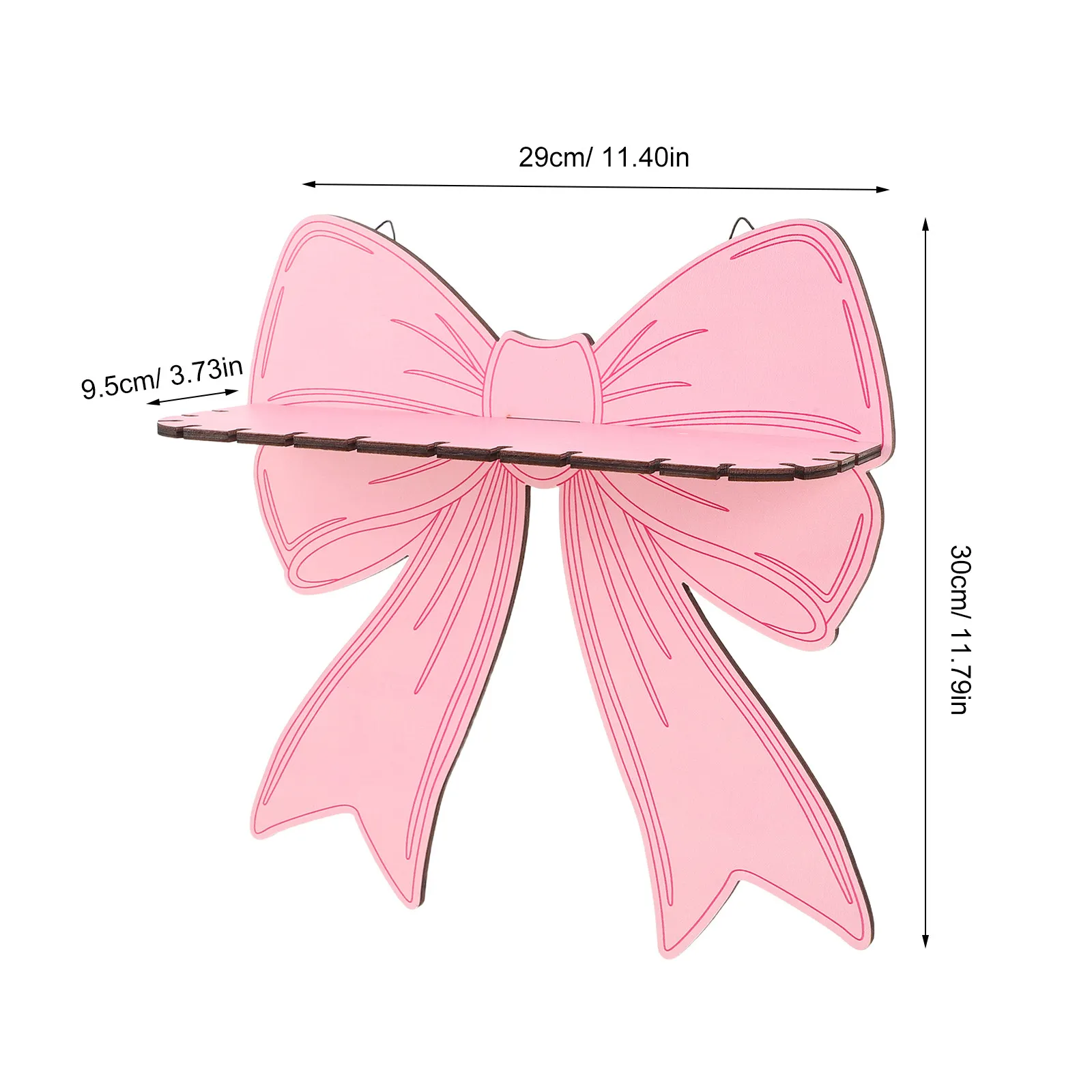Pink Bow Shaped Floating Wooden Shelf Wall Mount Storage Rack Nursery Bedroom Living Room Decorative Display for Books Plants