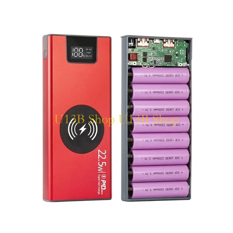 U13B DIY Boxes 8x18650 Battery Faster Outer Case Alloy Shells Case (Battery Not Included)