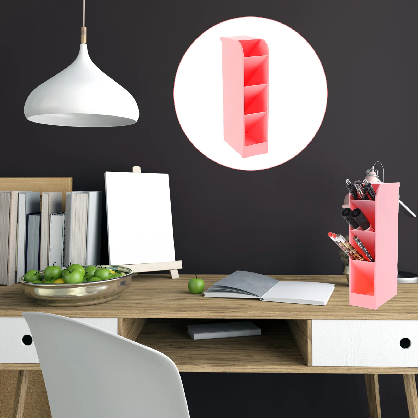 

2Pcs Inclined Pen Holders Desktop Multi-Layer Pen Organizer Stationery Storage Box Makeup Brush Holder Office Supply